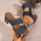 Damen Wedge-Pantoletten mit elegantem Lochdesign und komfortablem Fußbett R&B