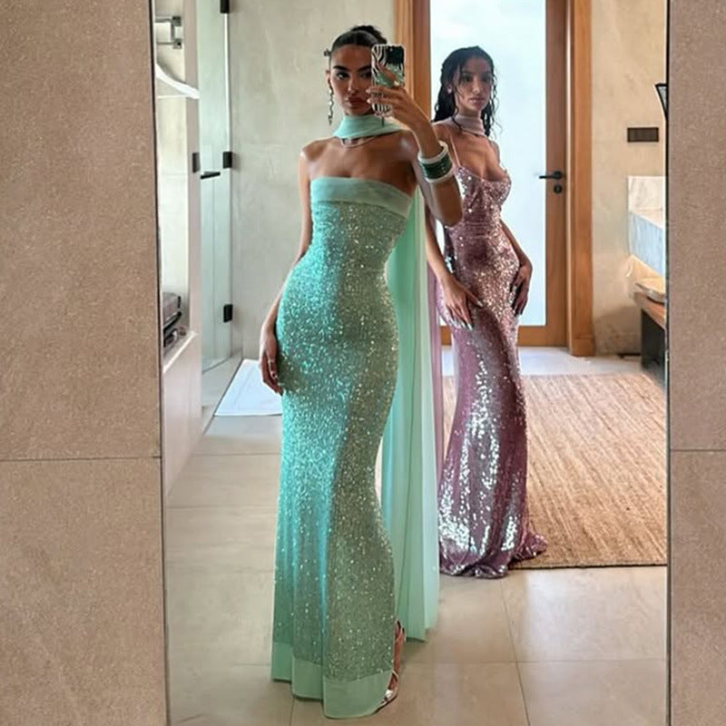Damen Glamouröses Abendkleid mit schimmernden Pailletten und figurbetonter Silhouette R&B