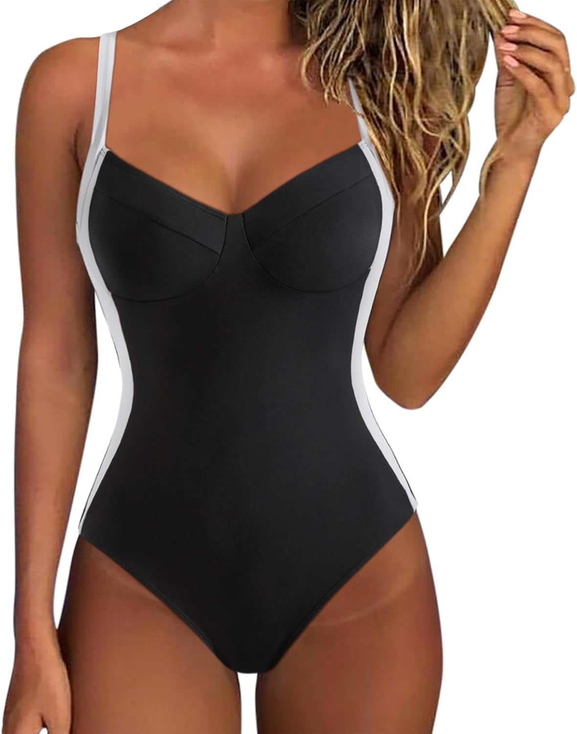 Damen Einteiliger Badeanzug mit elegantem Schnitt und verstellbaren Trägern R&B