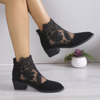 Damen modische Stiefeletten mit aufwendiger Spitzendecke R&B