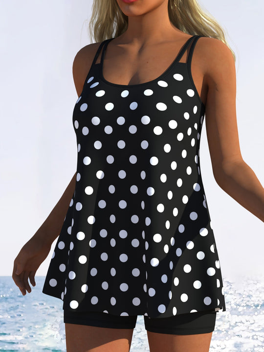Damen Tankini mit verspieltem Streifenmuster und originellem Schnitt R&B