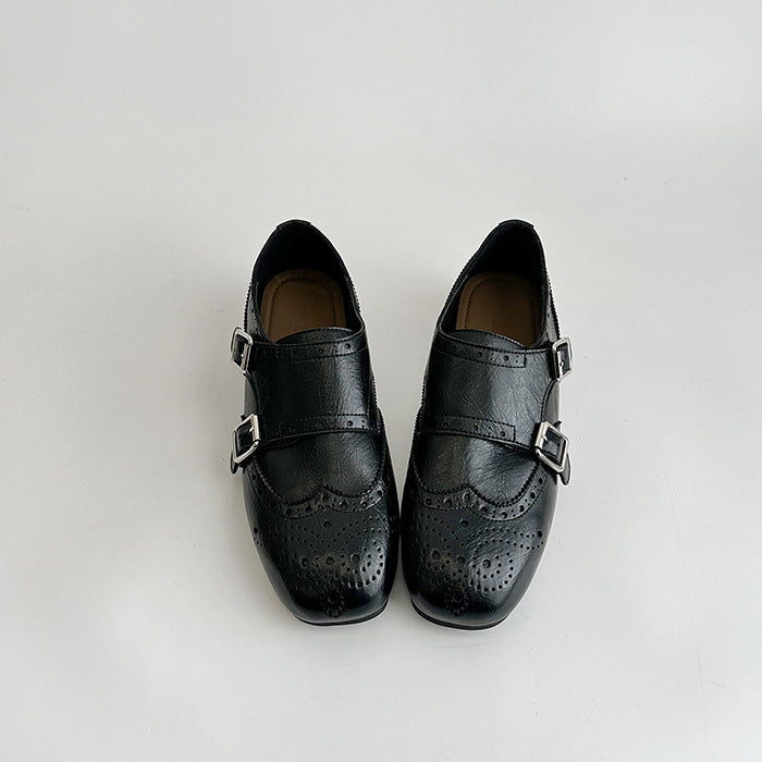 Damen elegante Schnürschuhe mit doppeltem Riemen und dekorativer Broguierung R&B