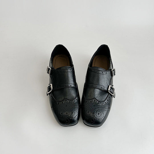 Damen elegante Schnürschuhe mit doppeltem Riemen und dekorativer Broguierung R&B