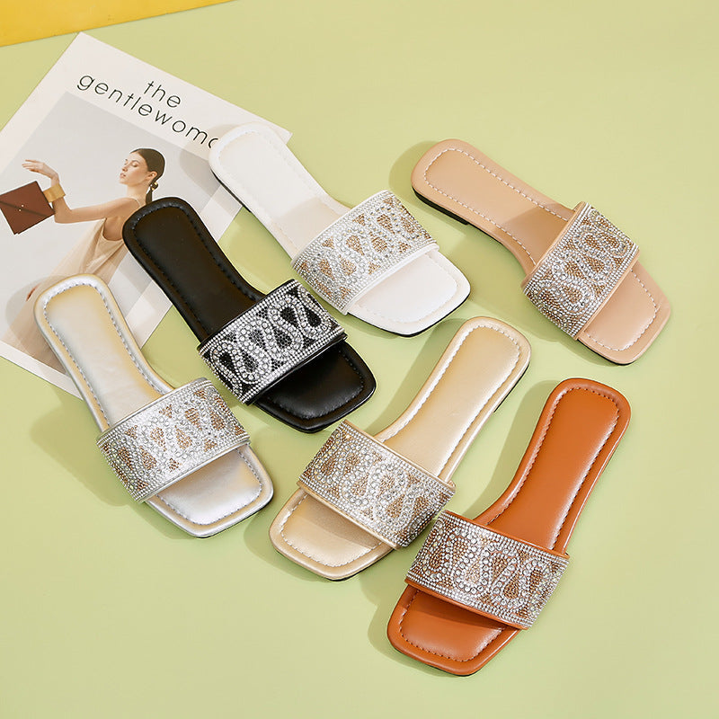 Damen Glamouröse Mules mit funkelndem Strassakzent und bequemem Fußbett R&B