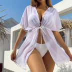 Damen Strandtunika mit Pompons R&B