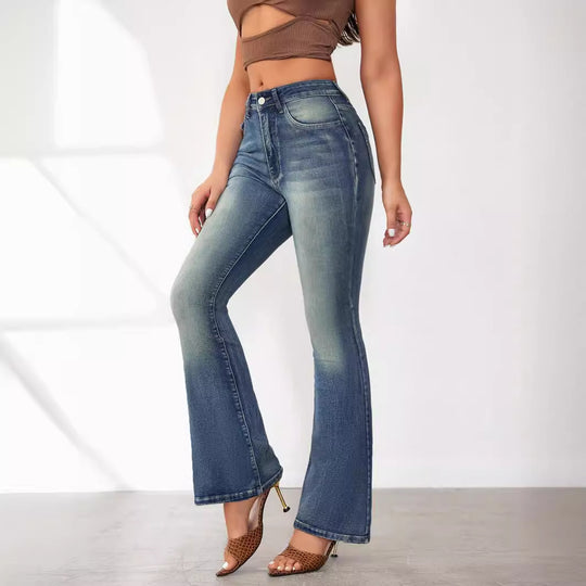 Damen Flared Jeans mit hohem Bund und schickem Schnitt R&B