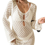 Damen gehäkelter Strandüberwurf mit innovativem Design R&B