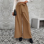 Damen weit geschnittene Hochbundhose mit Bindegürtel