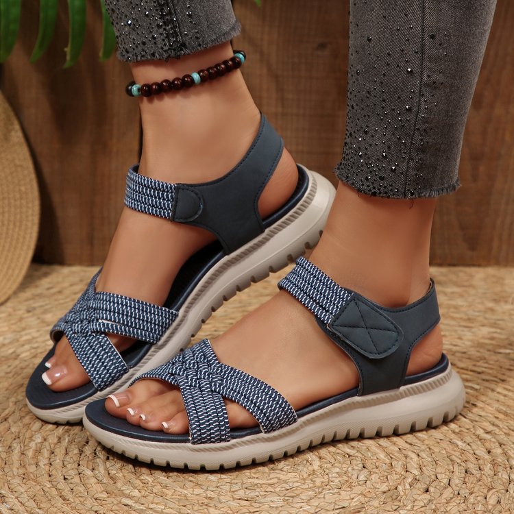 Damen Komfortable Riemchen-Sandalen mit verstellbarem Klettverschluss R&B