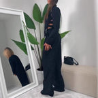 Damen Blazer Damen Set mit weitem Bein