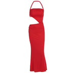 Damen Figurbetontes Maxikleid mit asymmetrischem Schnitt und raffinierten Rüschendetails R&B