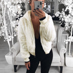 Damen Kunstfell Bomberjacke
