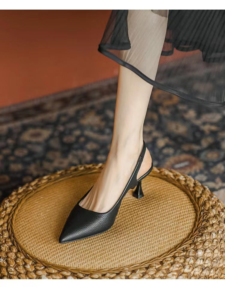 Damen spitze Slingback-Pumps mit elegantem Blockabsatz R&B