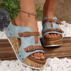 Damen Wedge-Sandaletten mit verstellbaren Riemen und ergonomischem Korkfußbett R&B
