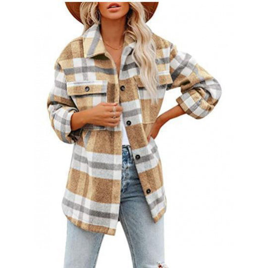 Damen Flanelljacke im lässigen Karomuster R&B