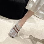 Damen Bequeme Slipper mit schimmerndem Paillettenmuster R&B