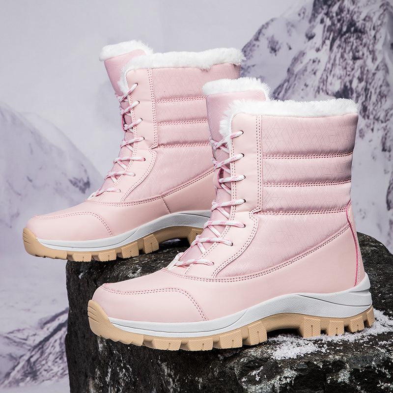Damen Winterfestige gefütterte Stiefel mit rutschfester Sohle und hohem Schaft R&B