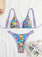 Damen Triangel-Bikini-Set mit lR&Bhaftem Strandmotiv R&B