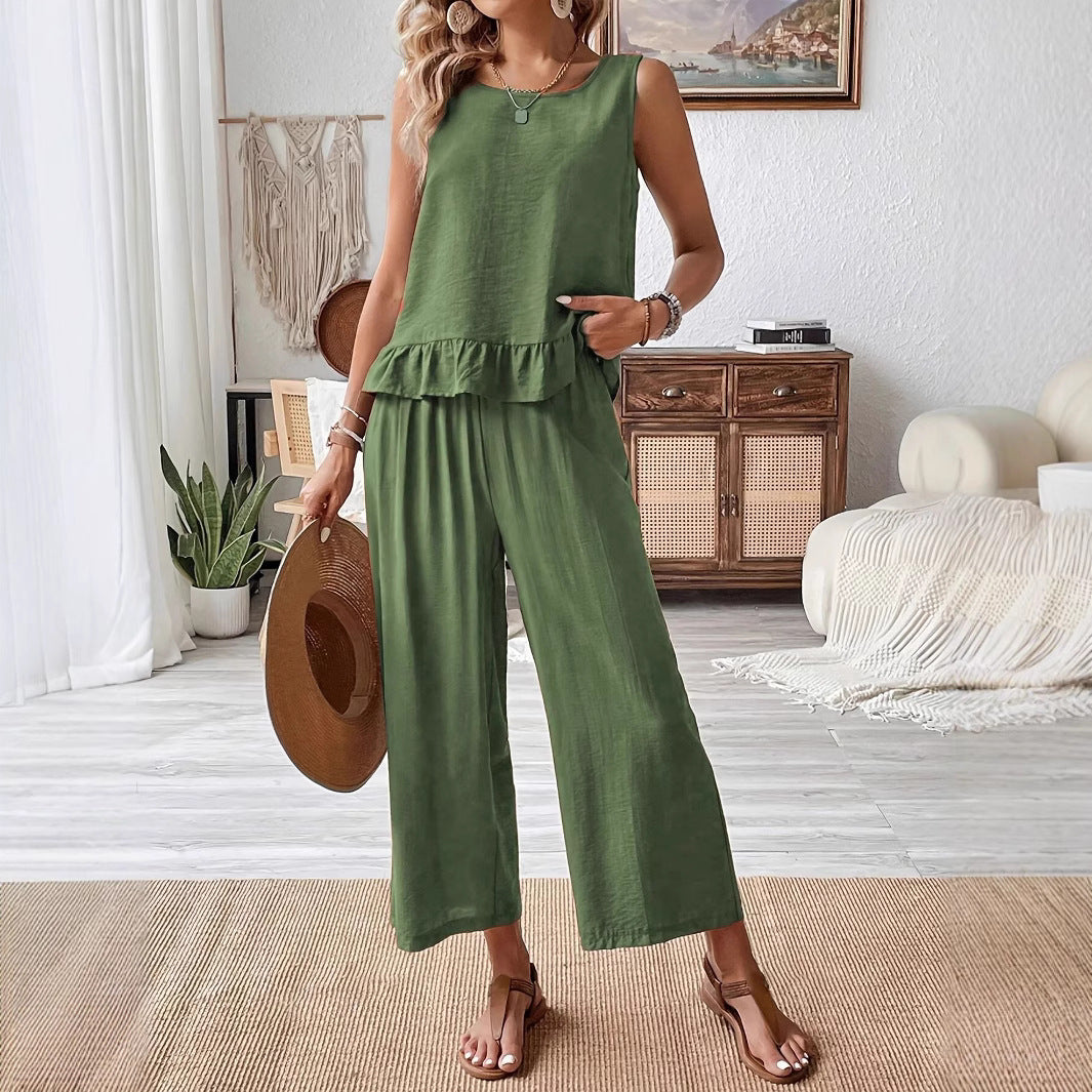 Damen luftiger Overall mit Rüschendetails R&B