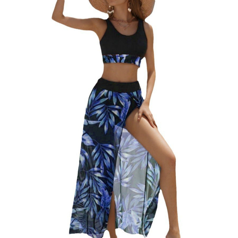 Damen Strandkleid mit modischem Hochschnitt und funktionalem Wickel-Design R&B