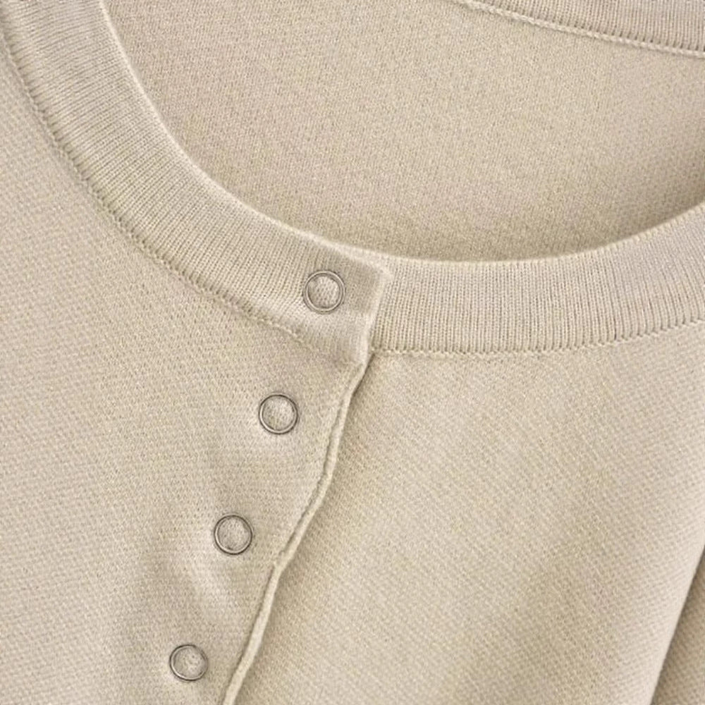 Damen Lässige Strickjacke mit Knopfdetails und voluminösen Ärmeln R&B