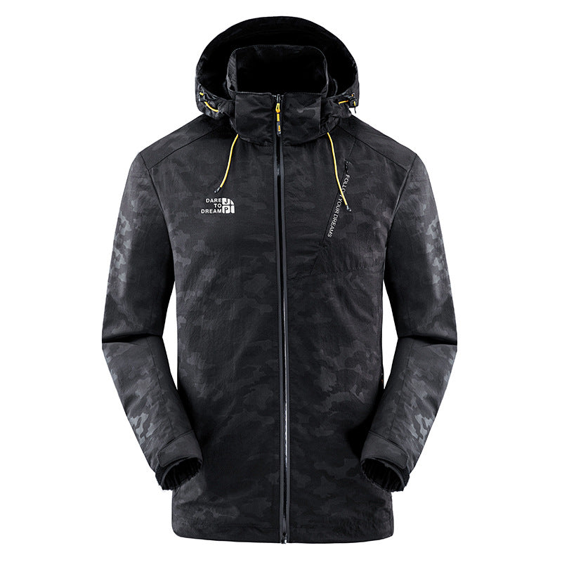Herren wasserabweisende Camouflagejacke mit verstellbarer Kapuze R&B