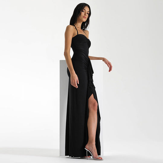 Damen Abendkleid mit Raffungen und hohem Schlitz R&B