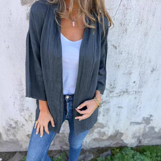 Damen lässige Sommerjacke aus leichtem Leinen R&B