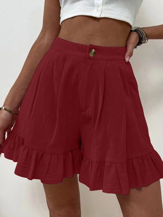Damen Röhren-Shorts mit lässigem Rüschensaum und elastischem Bund R&B