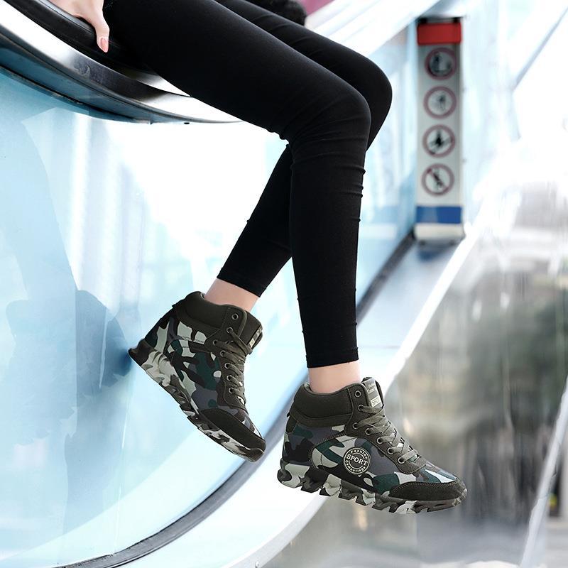 Damen Sportliche High-Top Sneakers mit camouflagiertem Design und rutschfester Sohle