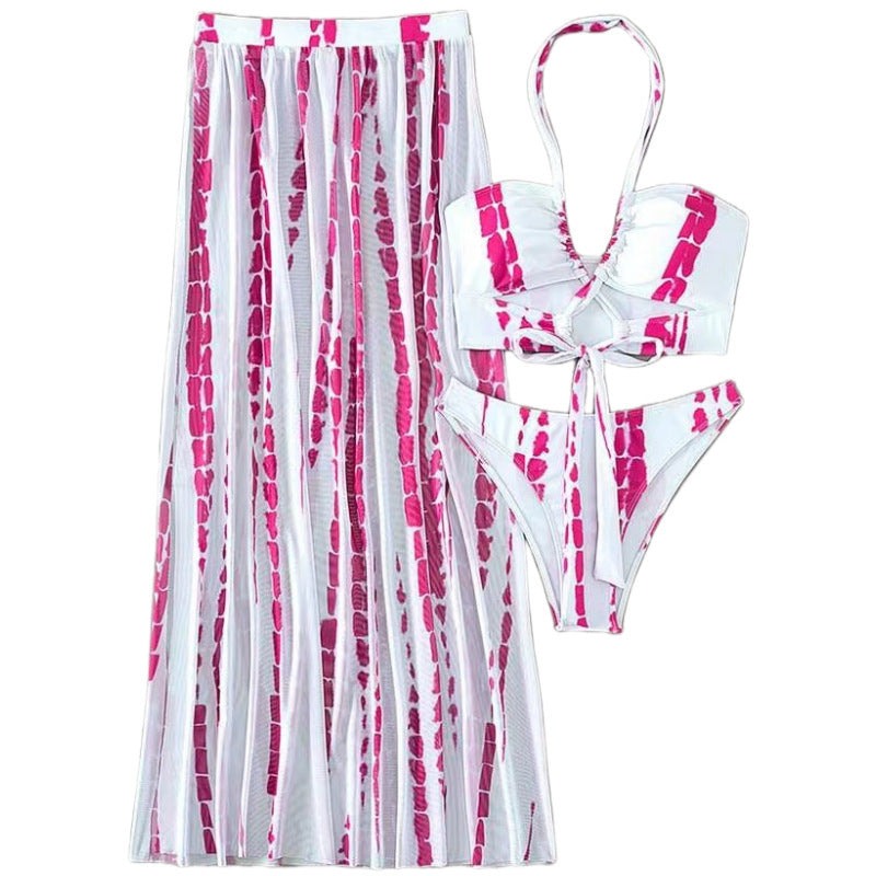 Damen Bikini-Set mit elegantem Maxirock und femininem Oberteil R&B
