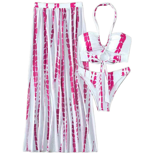 Damen Bikini-Set mit elegantem Maxirock und femininem Oberteil R&B