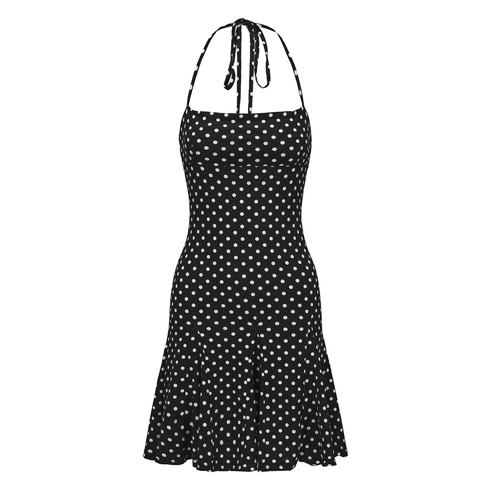 Damen Minikleid mit verspielt schwingendem Saum und zarten Punkten R&B