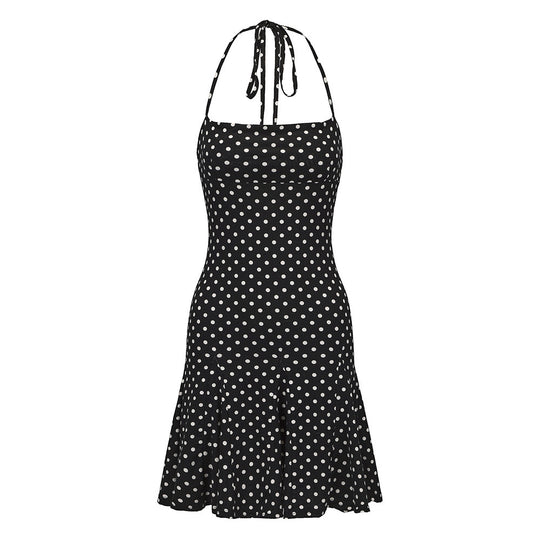 Damen Minikleid mit verspielt schwingendem Saum und zarten Punkten R&B