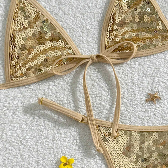 Damen Glitzernder Triangel-Bikini R&B