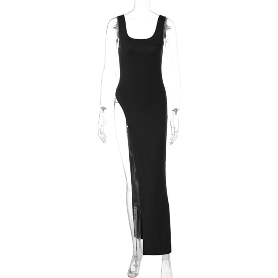 Damen Langarm Maxikleid mit hohem Schlitz R&B