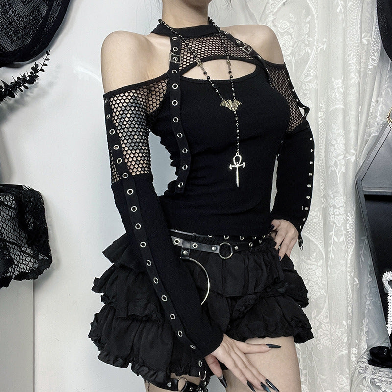Damen modisches Oberteil mit einzigartigem Cut-Out-Design und Netzdetails R&B
