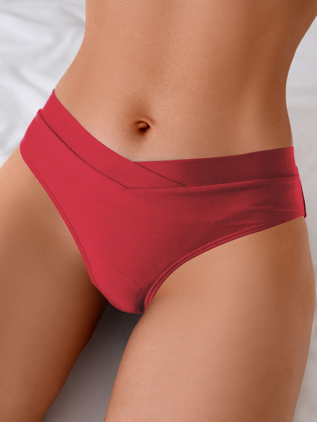 Damen Hoch taillierter Bikini-Slip mit modischem Wickelschnitt R&B