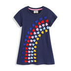 Mädchen T-Shirt Kleid mit buntem Herz-Stickdesign R&B