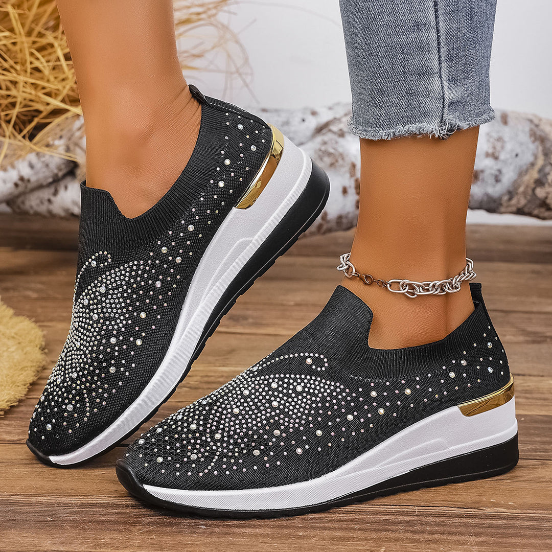 Damen Slip-On Sneakers mit funkelnden Strassdetails R&B
