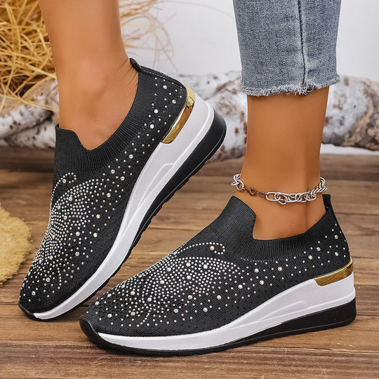 Damen Slip-On Sneakers mit funkelnden Strassdetails R&B