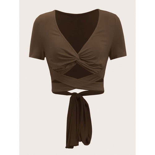 Damen Einseitig drapiertes Crop-Top mit Bindegürtel R&B