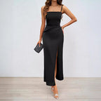 Damen Elegantes Maxikleid mit schmalen Trägern und seitlichem Schlitz R&B