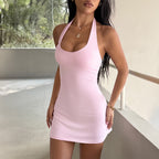 Damen Sportliches Minikleid mit kreuzendem Rücken R&B