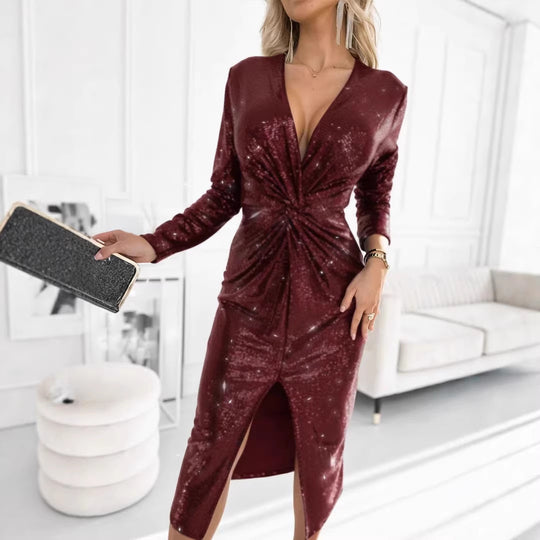 Damen Glamouröses Cocktailkleid mit aufregendem Schlitzdesign R&B