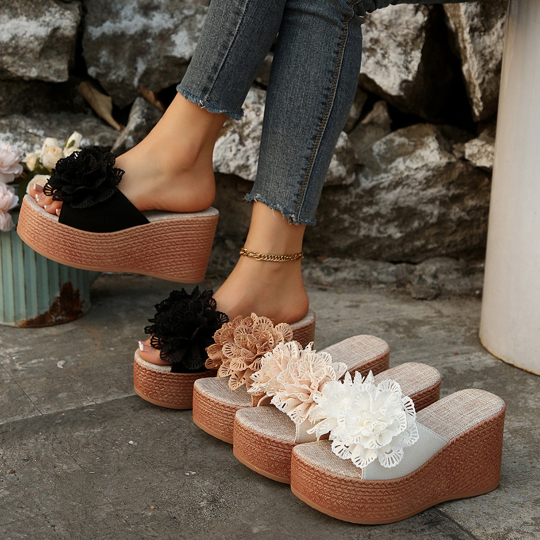 Damen Wedge-Sandalen mit floraler Applikation R&B