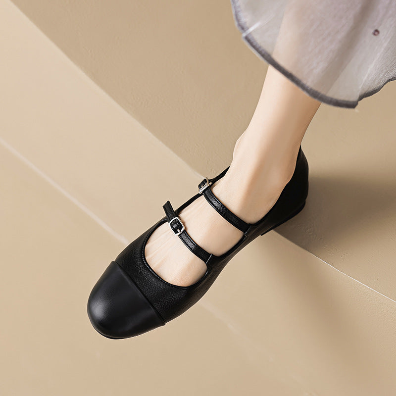 Damen Ballerinas mit doppeltem Riemen und metallic Obermaterial