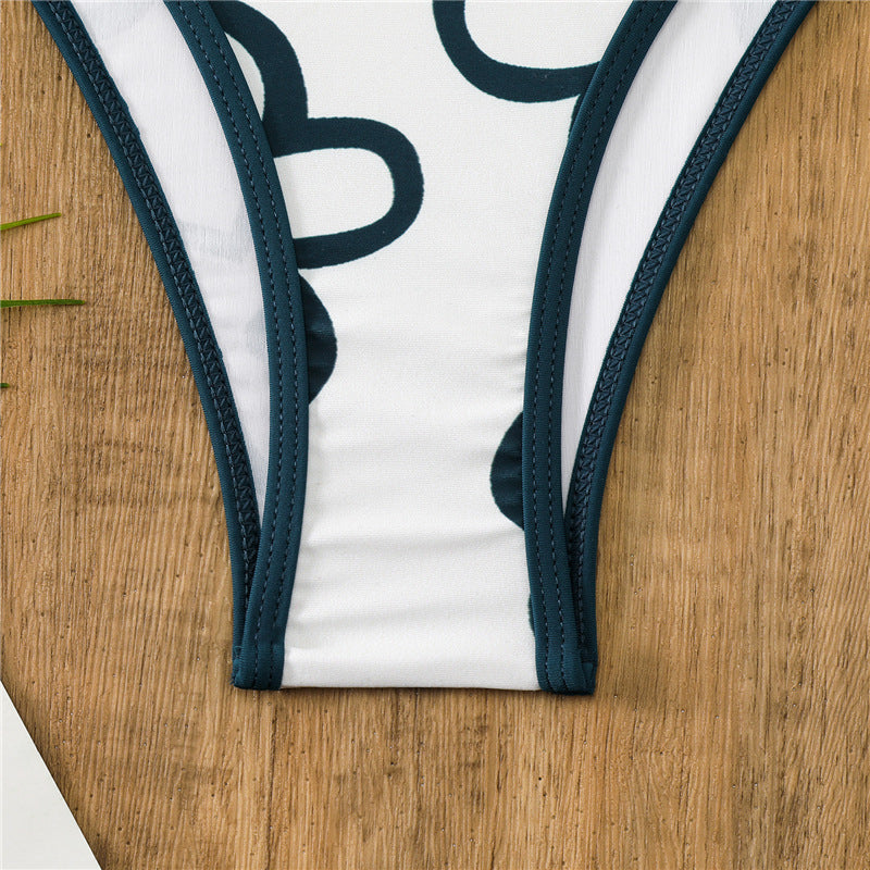 Damen Bandeau-Bikini mit floralem Muster und hohem Schnitt R&B