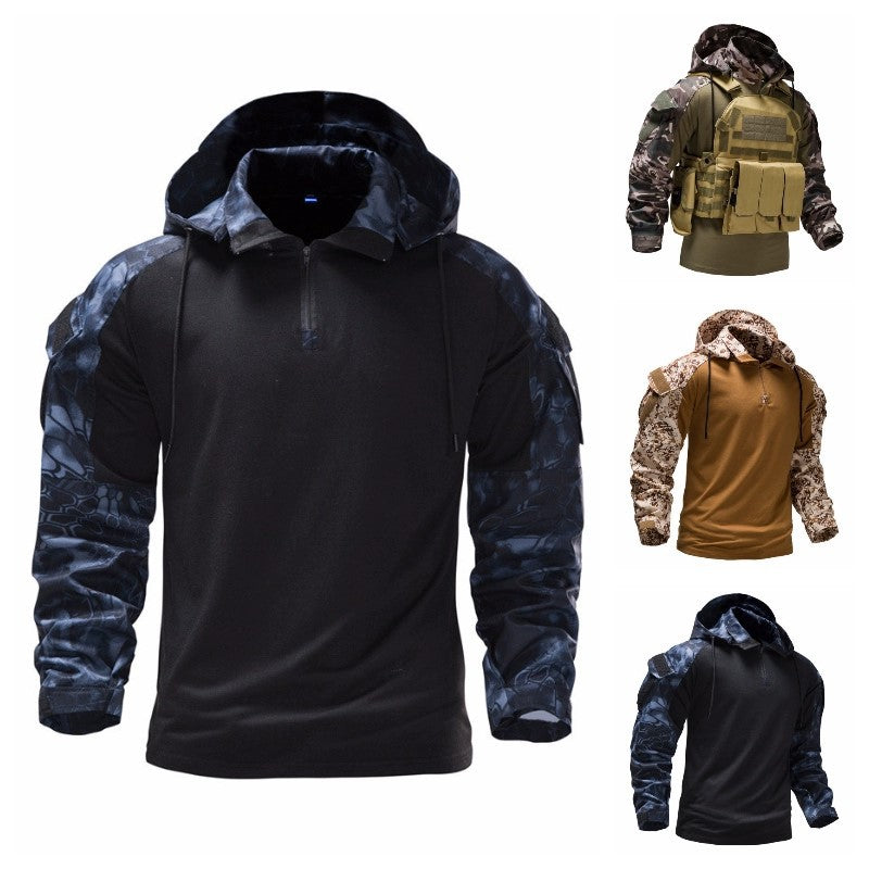 Herren taktischer Pullover mit Kapuze und Camouflage-Ärmeln