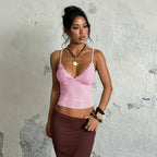 Damen Spitzen-Trägertop mit zartem Lycra-Material und romantischem Design R&B